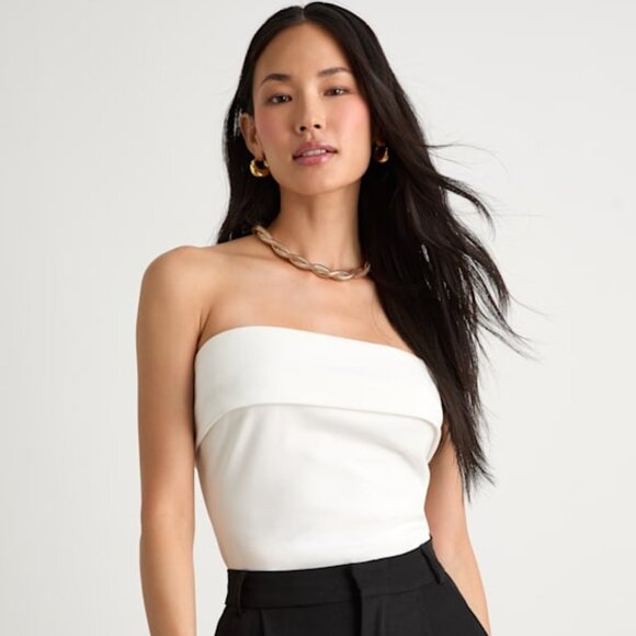 Lulus Nikora White Ponte Knit Strapless Top - Size XS - Picture 1 of 1